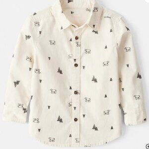 NWT Carter’s Toddler Boy Corduroy Button-Down Shirt 2T Winter Print Long Sleeve